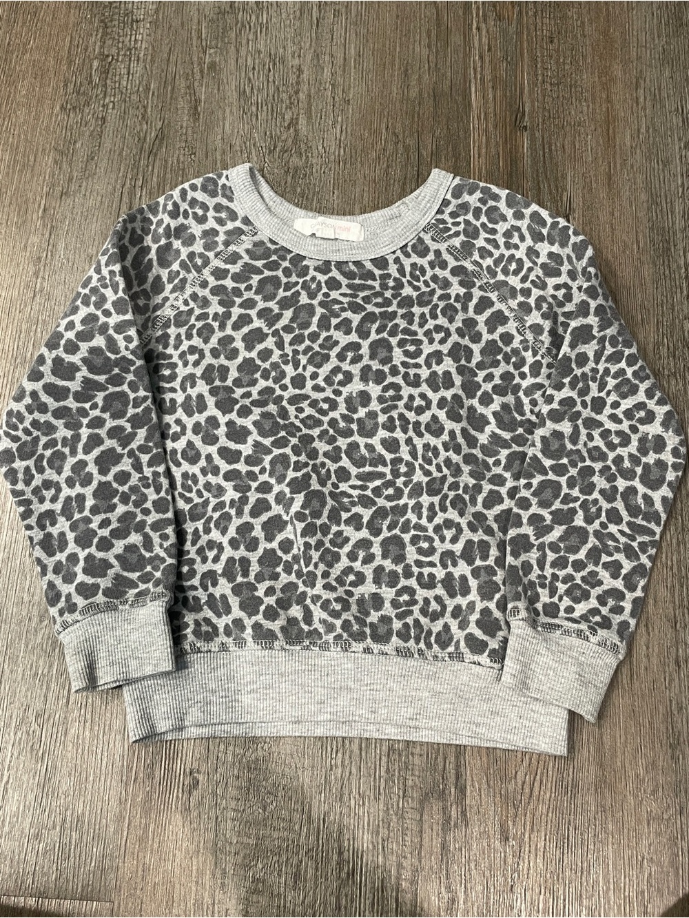 Grayson Mini Gray Leopard Print 4T Toddler Girl Crewneck Sweatshirt